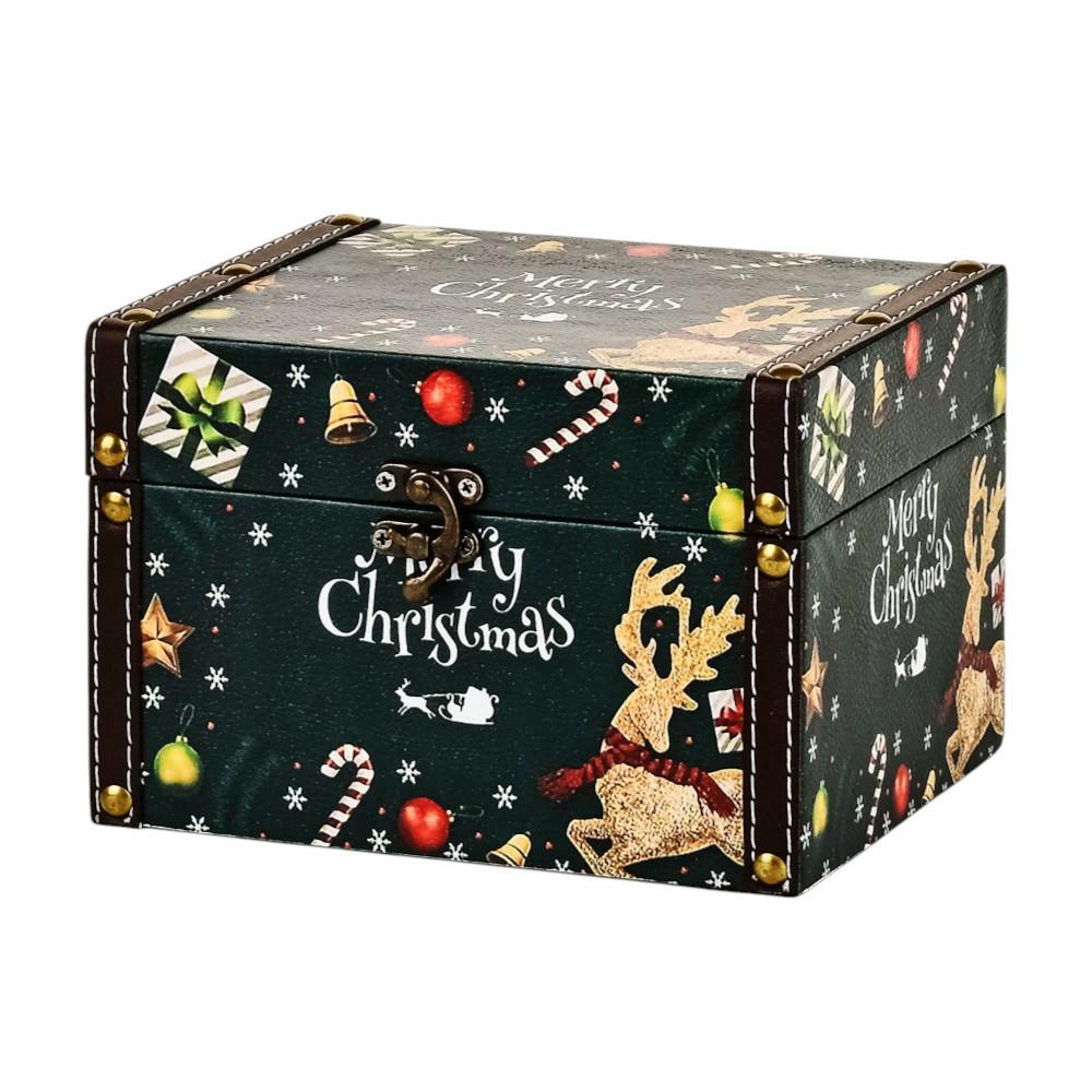 Ящик новогодний декоративный Stenson МДФ/PU 18x14x12 см Зеленый (26525417)
