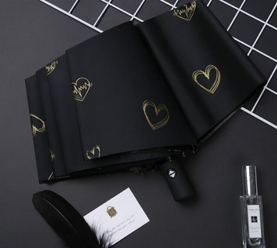 Зонт мини складной 5532 95 см сердце Черный (4228398)