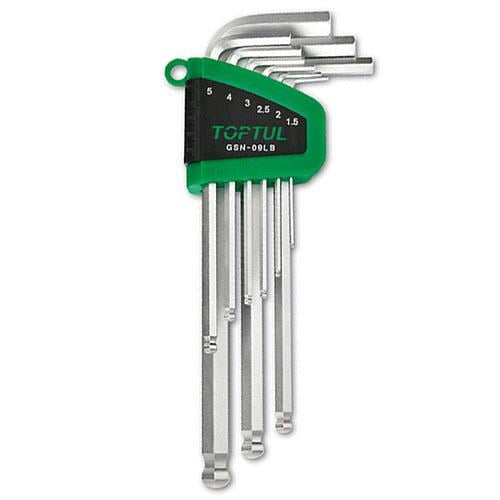 Набор Г-образный длинный шестигранников Toptul GSN-09LB 1,5-10 мм 9 шт. (106-112-GSN-09LB)