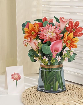 Открытка сюрприз с объемными цветами Лилии (AN00595-2)