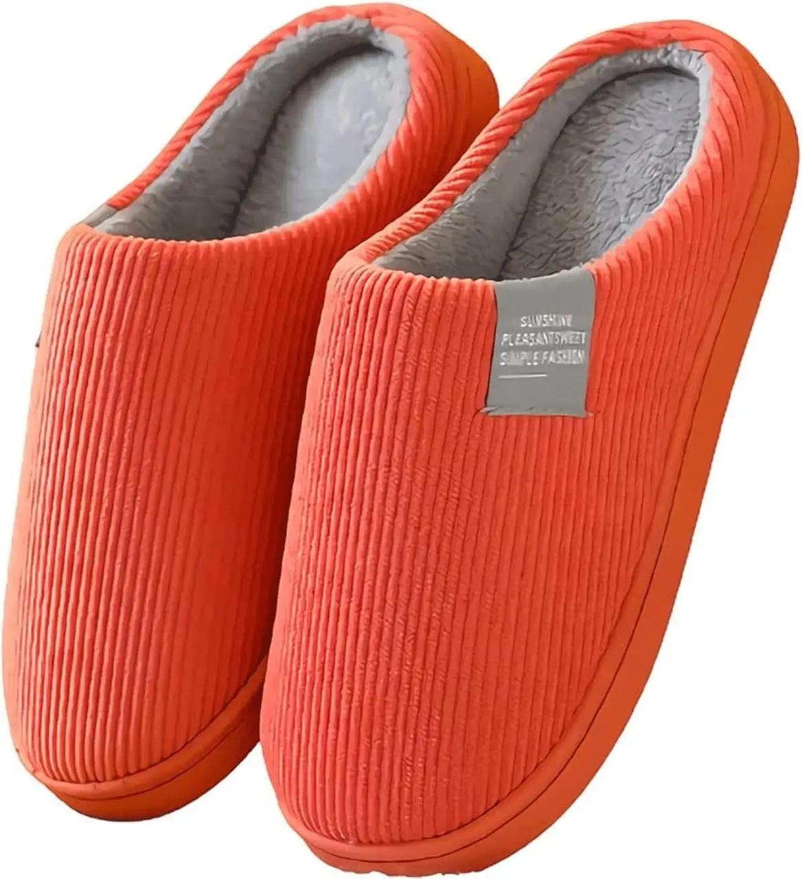 Тапочки женские домашние теплые с закрытым носком на мягкой подошве р. 39 25 см Оранжевый (D-0027)