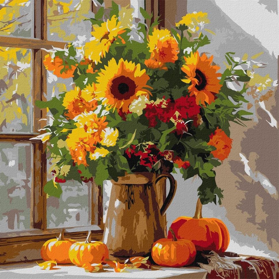 Картина по номерам Ideyka Осенний букет из подсолнухов 40x40 см (KHO5740)