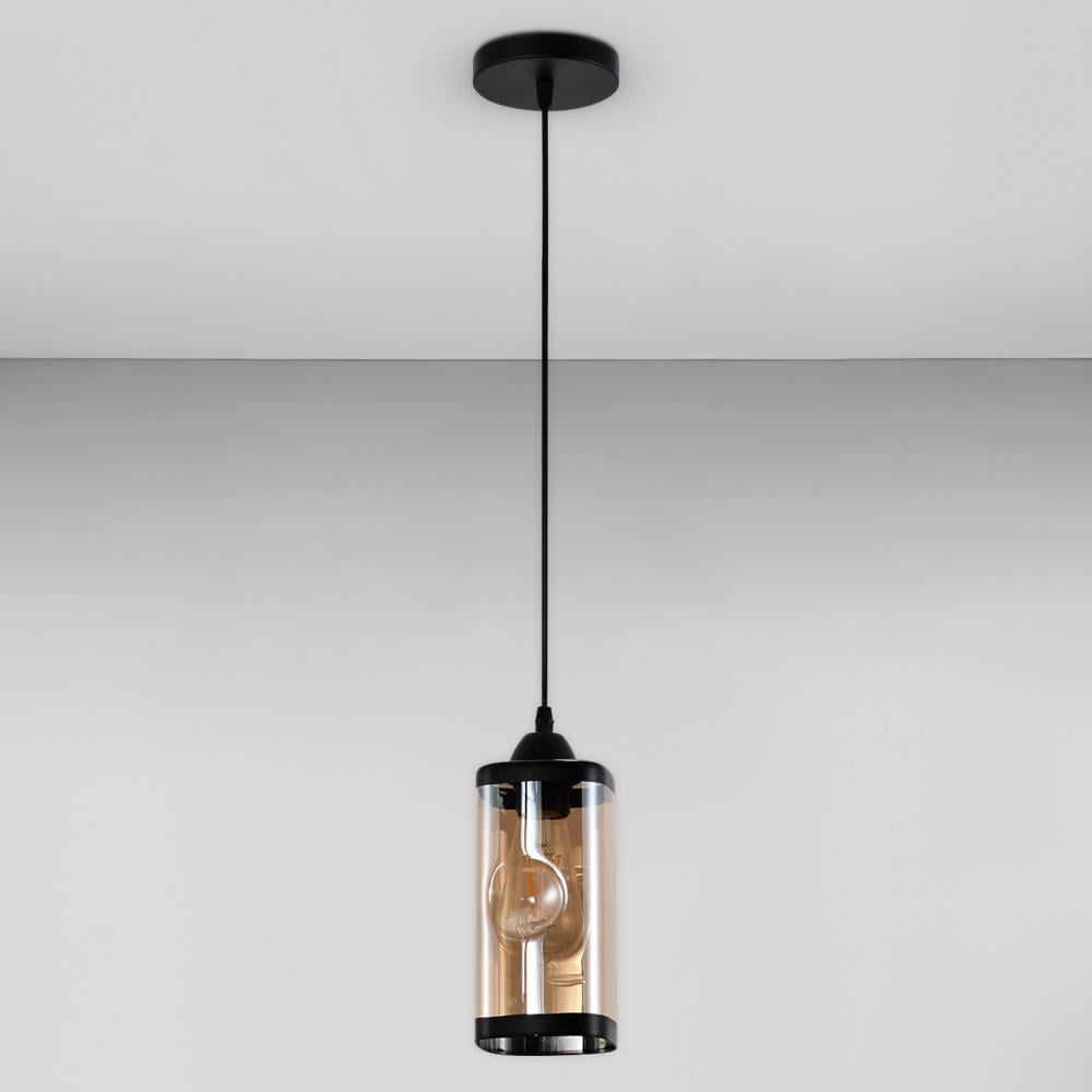 Люстра підвісна Light House SRS-19511/1 BK плафон бурштиновий Чорний Люстра підвісна Light House SRS-19511/1 BK плафон бурштиновий Чорний