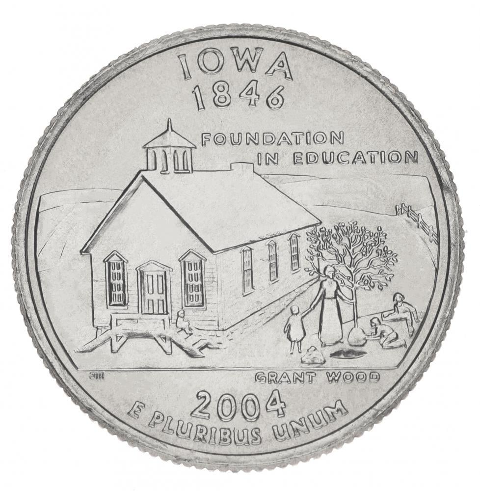 Коллекционная монета США 25 центов 2004 P Штаты и территории - Айова UNC (KM#358)