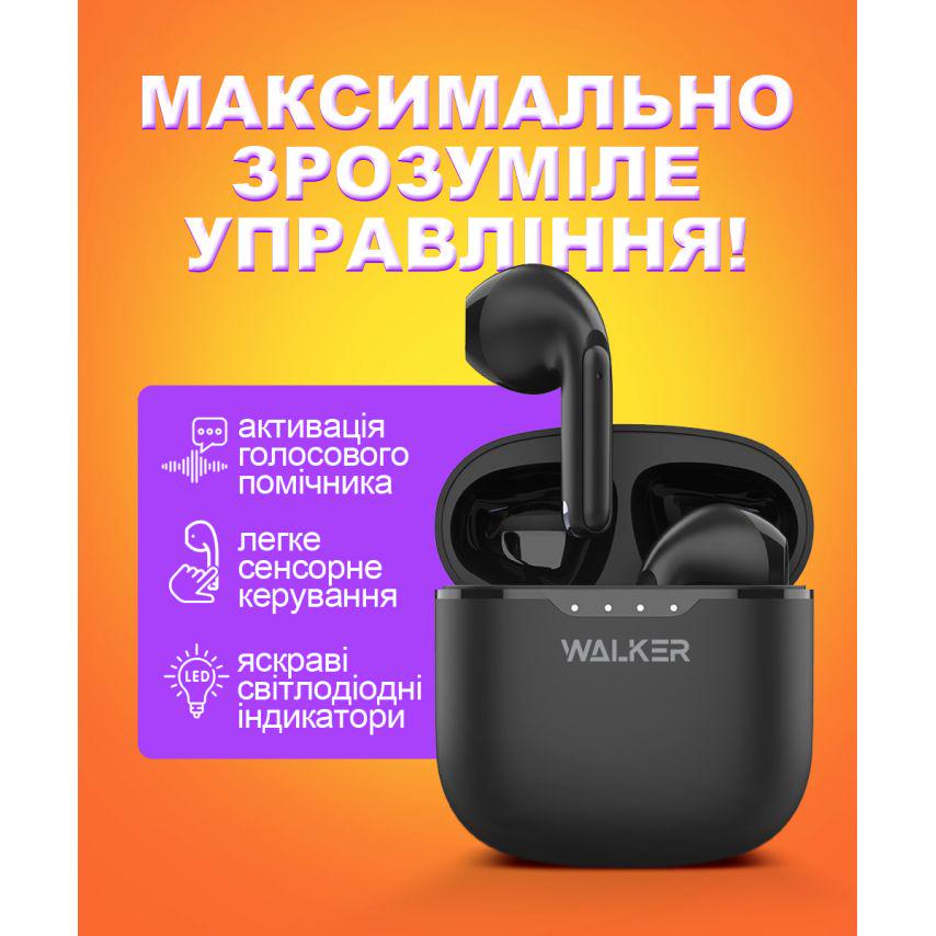 Навушники Bluetooth WALKER WTS-33 Black - фото 5