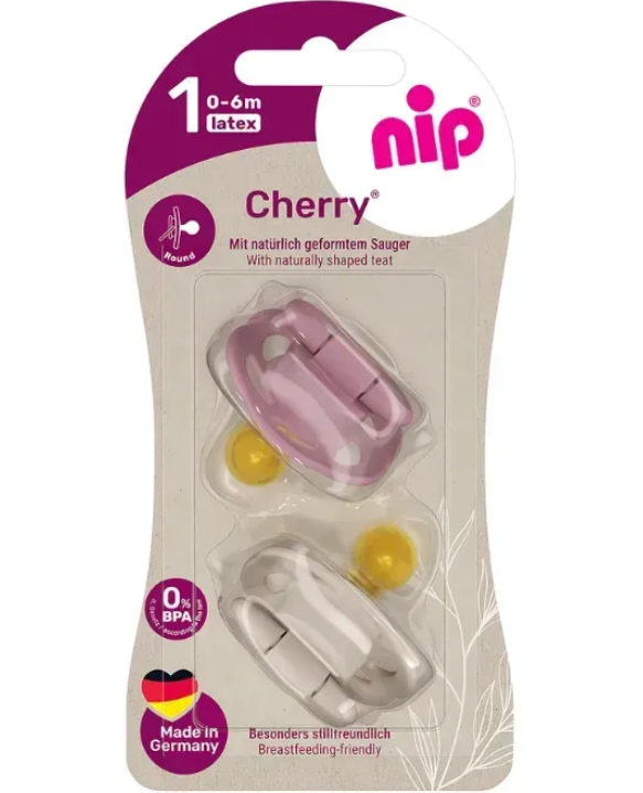Пустышка Nip Вишенка латекс для девочки 0-6 мес. 2 шт. Розово-бежевый (284-19305)