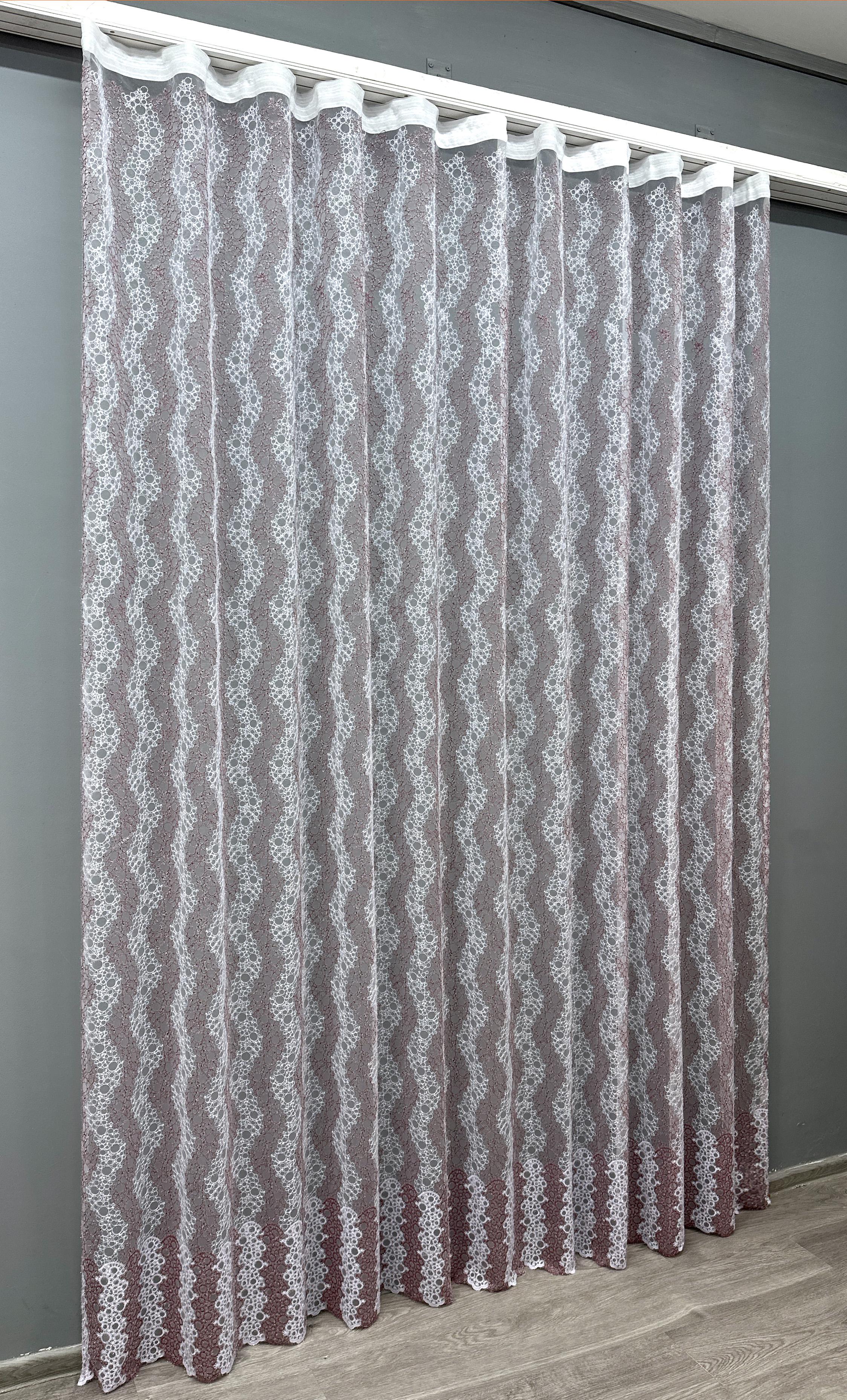 Тюль VR-Textil 1687т Органза с вышивкой и люрексом 300х270 см Бордовый/Белый (42-0724) - фото 2 Тюль VR-Textil 1687т Органза с вышивкой и люрексом 300х270 см Бордовый/Белый (42-0724) - фото 2