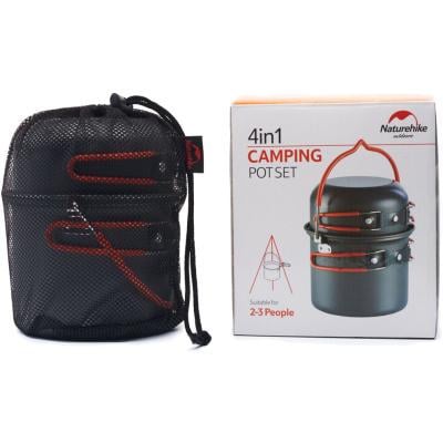 Туристическая посуда набор 4в1 Naturehike NH18T018-G складной в поход (U0809281)