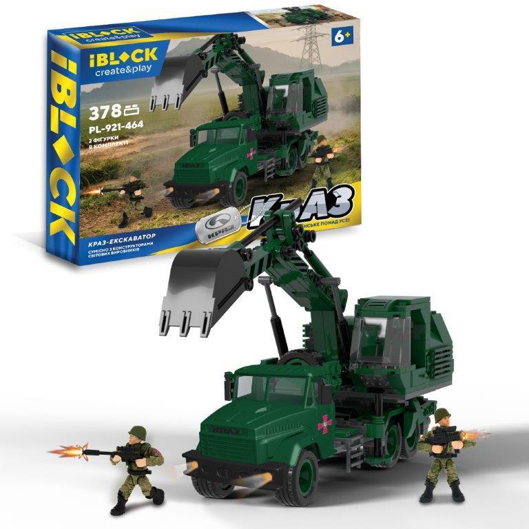 Конструктор Iblock военная машина Краз Экскаватор 378 деталей (PL-921-464)