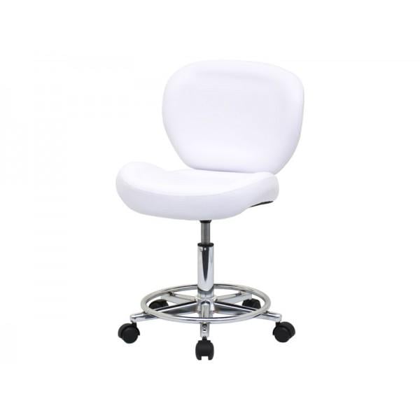 Стілець майстра зі спинкою на колесах Білий