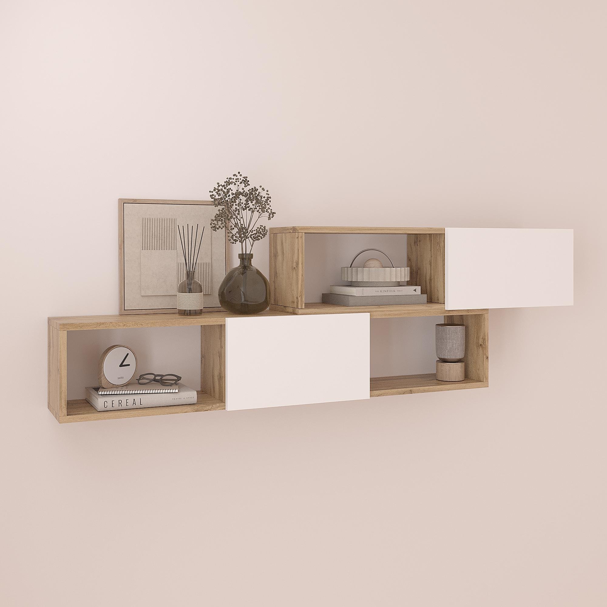 Полка навесная настенная ПК-9 460х1500х220 мм Дуб Тахо/Белый - фото 1 Полка навесная настенная ПК-9 460х1500х220 мм Дуб Тахо/Белый - фото 1