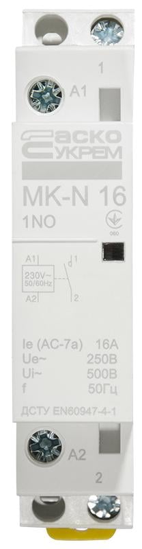 Контактор модульный АСКО-Укрем MK-N 1P 16A 1NO 220V (A0040030020)