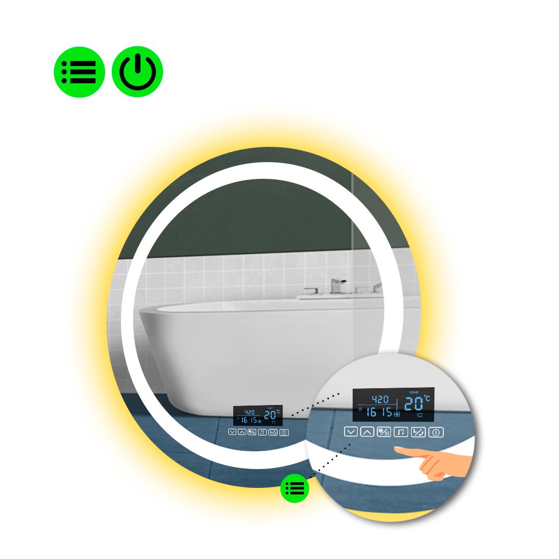 Зеркало с LED подсветкой Amica с Smart-блоком 80x80 см (8994426)