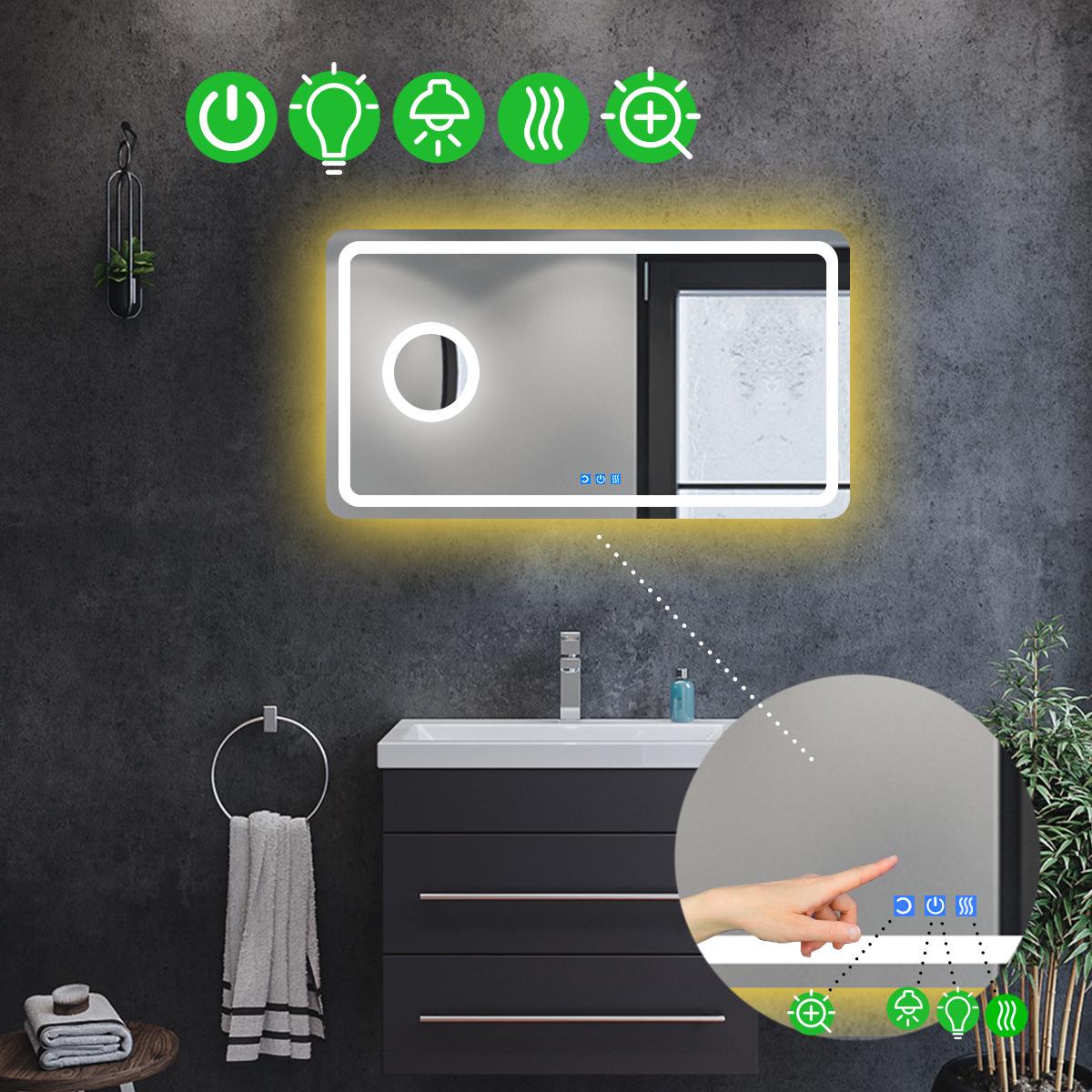 Зеркало с LED подсветкой Anvi с подогревом и линзой с подсветкой 100x60 см (8777527)