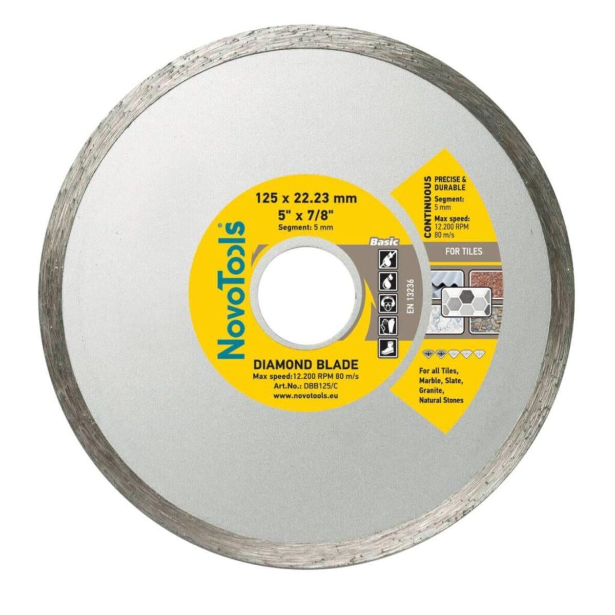 Диск алмазний суцільний NovoTools Basic 125 мм 5х22,23 мм 50 шт. (017372)