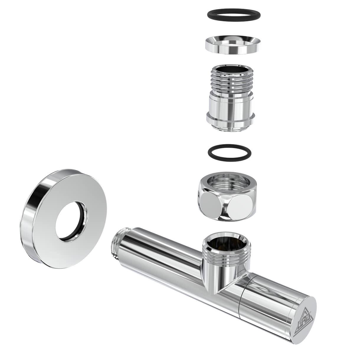 Кран кутовий для сушки для рушників Laris ZZ-5101 з латуні 1/2" подовжений 2 шт. Хром (147-127-71401048) - фото 3