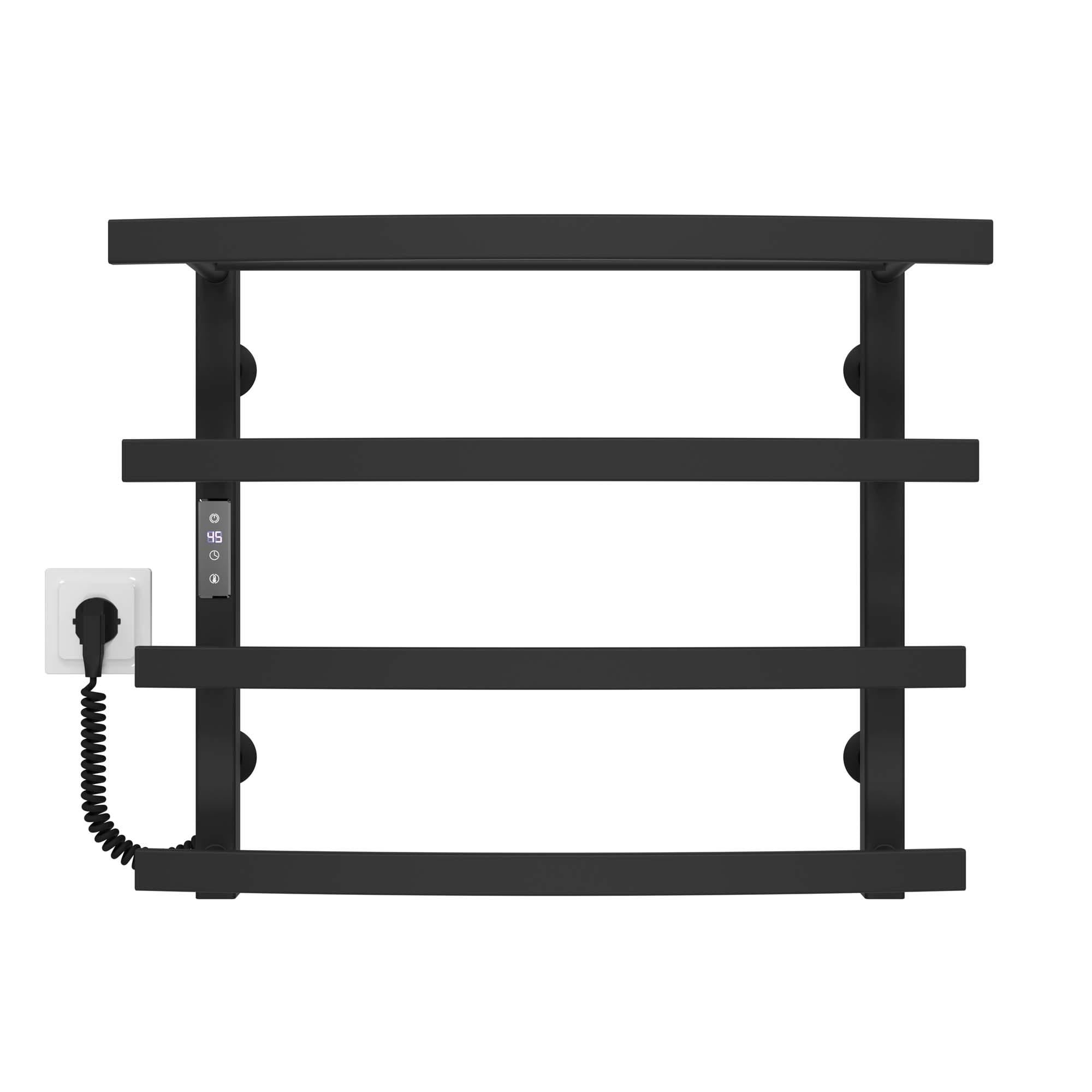 Полотенцесушитель электрический Deffi Lotos П4 JD04 левое подключение нержавеющая сталь 500х500 мм Черный (A.LO.50.50.4.E.B.L.2)