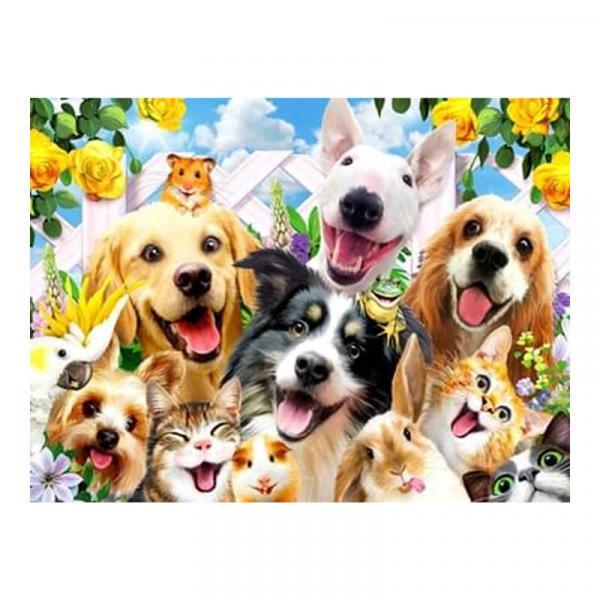 Алмазна мозаїка TK Group Забавні тварини 40х30 см з рамкою в коробці (GB76271-mt)