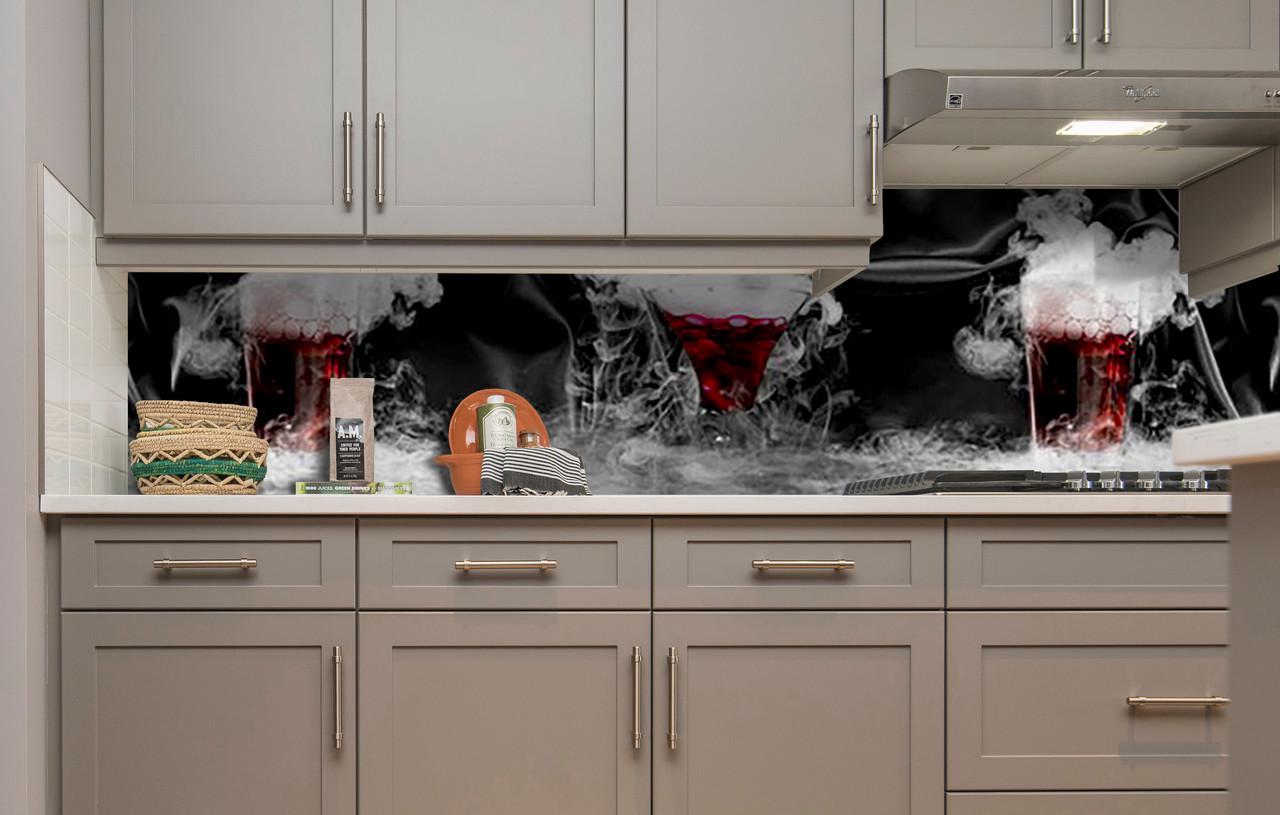 Кухонный фартук Парующие коктейли из самоклеющейся виниловой пленки 65х250 см Черный