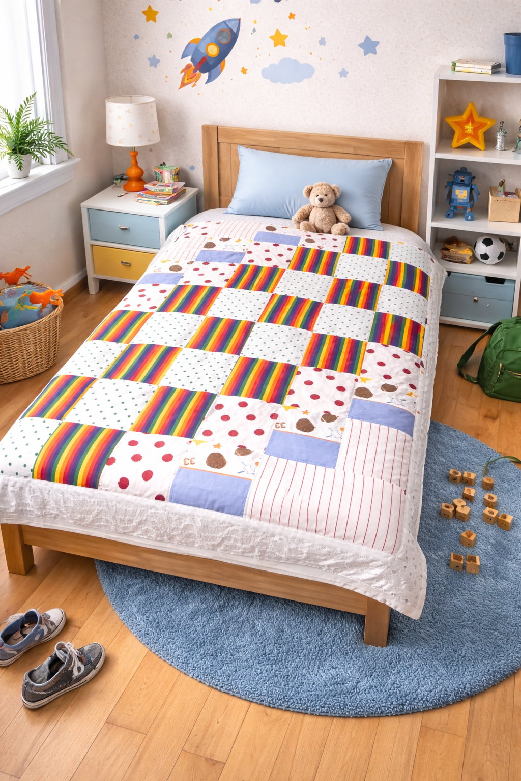 Покрывало пэчворк ручной работы 150х200 см Спорт