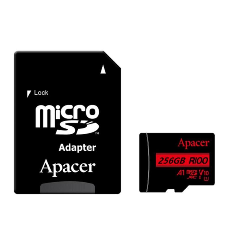 Карта памяти Apacer microSDXC UHS-1 256Gb class 10 V10 A1 R100MB/s + SD адаптер (00000072702_1)