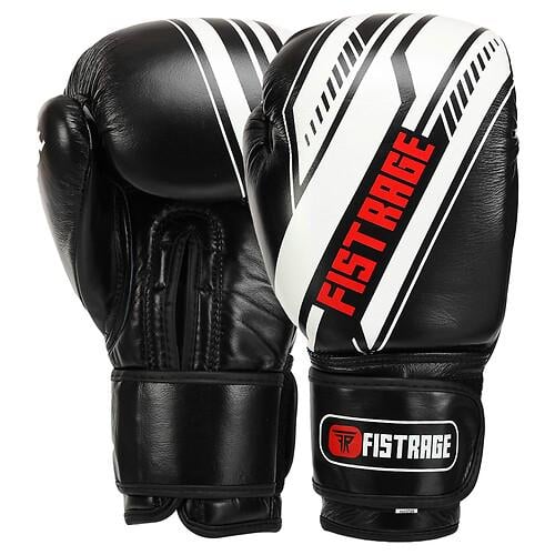 Боксерские перчатки кожаные FISTRAGE VL-7862 10 унций Черно-белый (31492971)