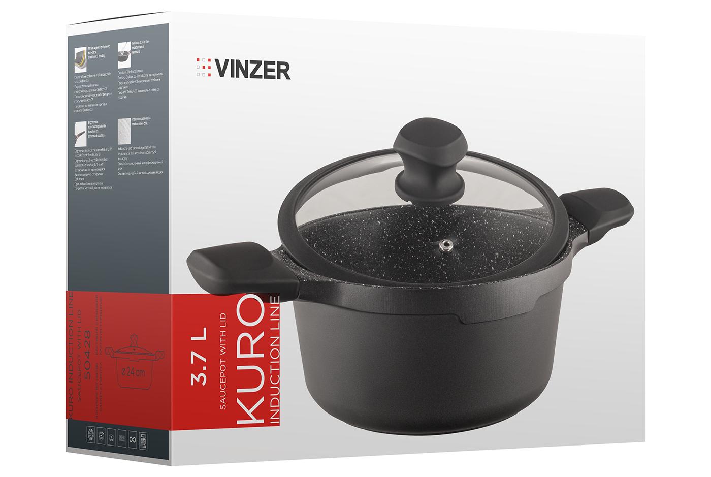 Каструля з кришкою Vinzer Kuro Induction Line Ø 24 3,7 л (50428) - фото 3