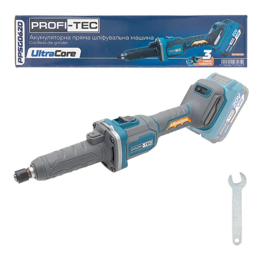 Шлифовальная машина аккумуляторная прямая PROFI-TEC PPSG0620 20 В без щеточная цанга 6 мм без аккумулятора и зарядного устройства (LO-06628) Шлифовальная машина аккумуляторная прямая PROFI-TEC PPSG0620 20 В без щеточная цанга 6 мм без аккумулятора и зарядного устройства (LO-06628)