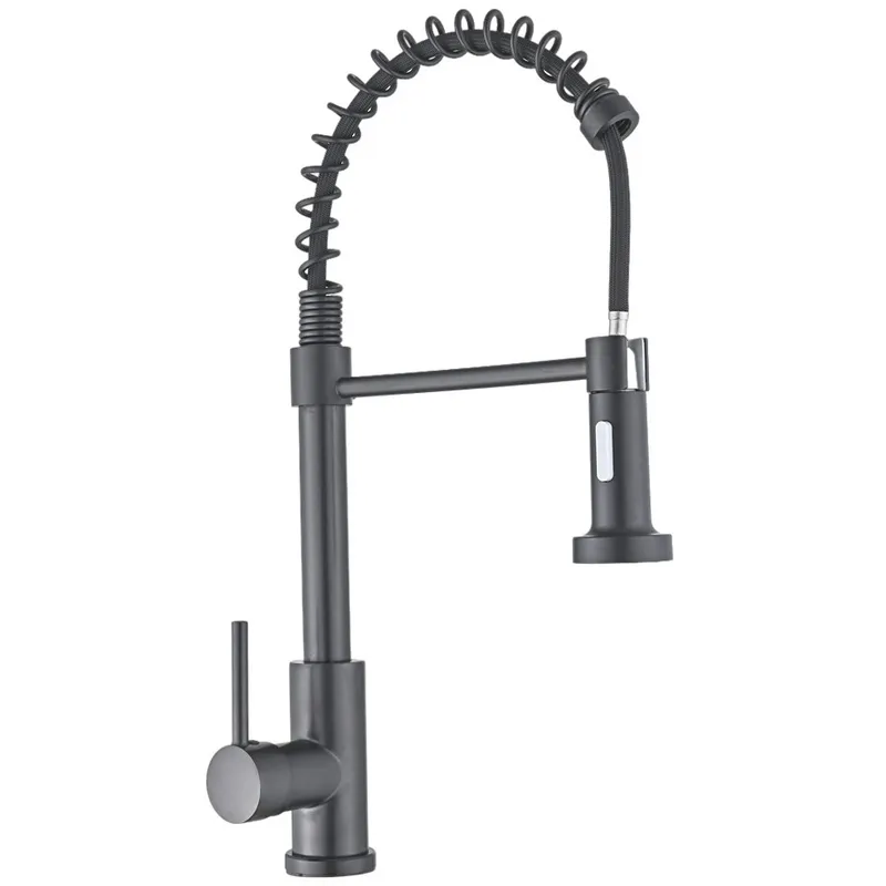 Смеситель для кухни MIXXUS Premium Spring 017 с изливом пружина Graphite (MI6952)