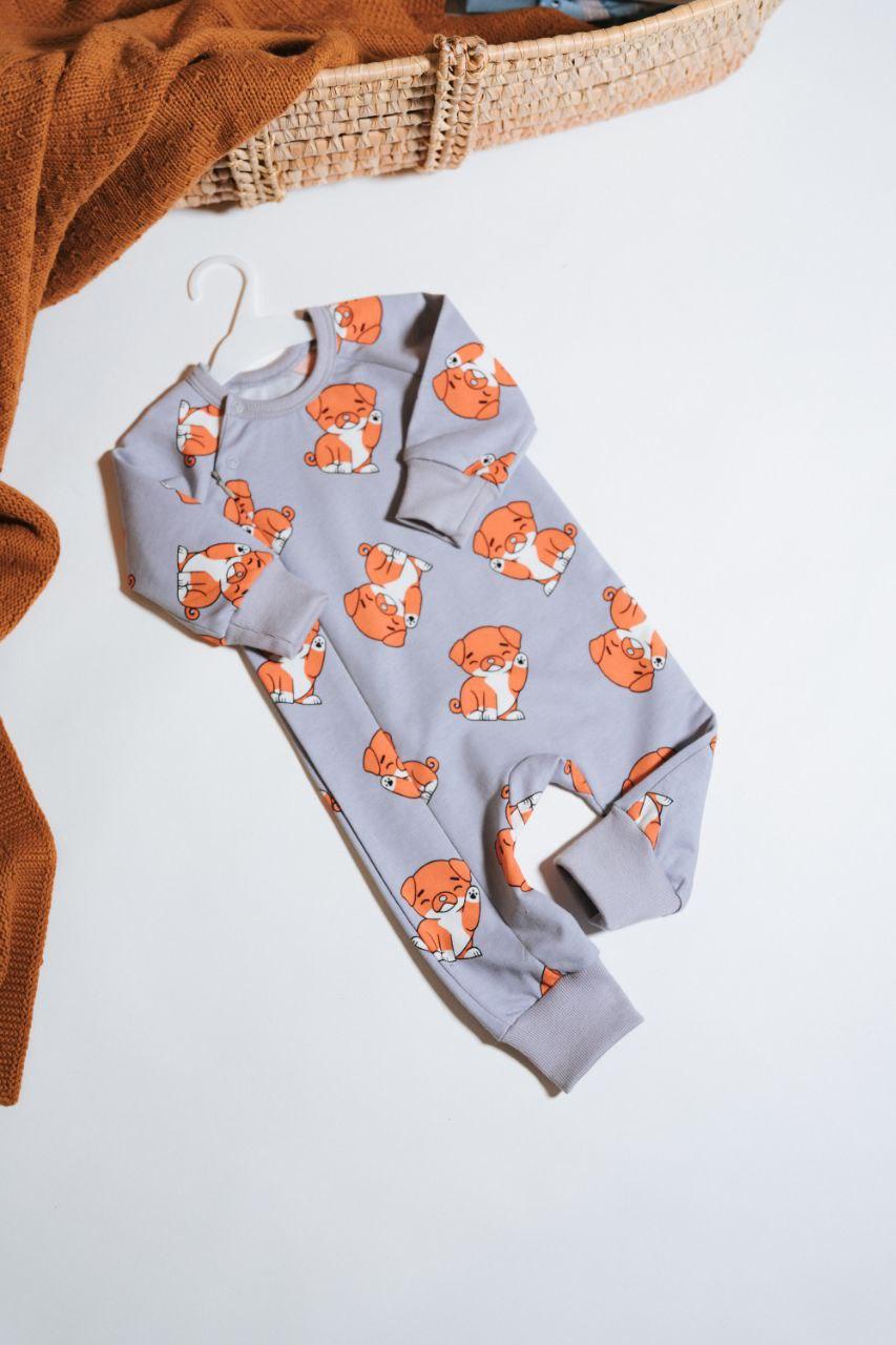 Ромпер для малюка на блискавці Мопс двонитка з начосом 68 см (2749413115) - фото 2