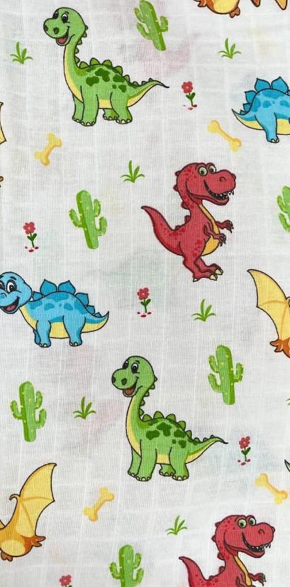 Пеленка для новорожденных Динозавры муслин 80х100 см (5768)