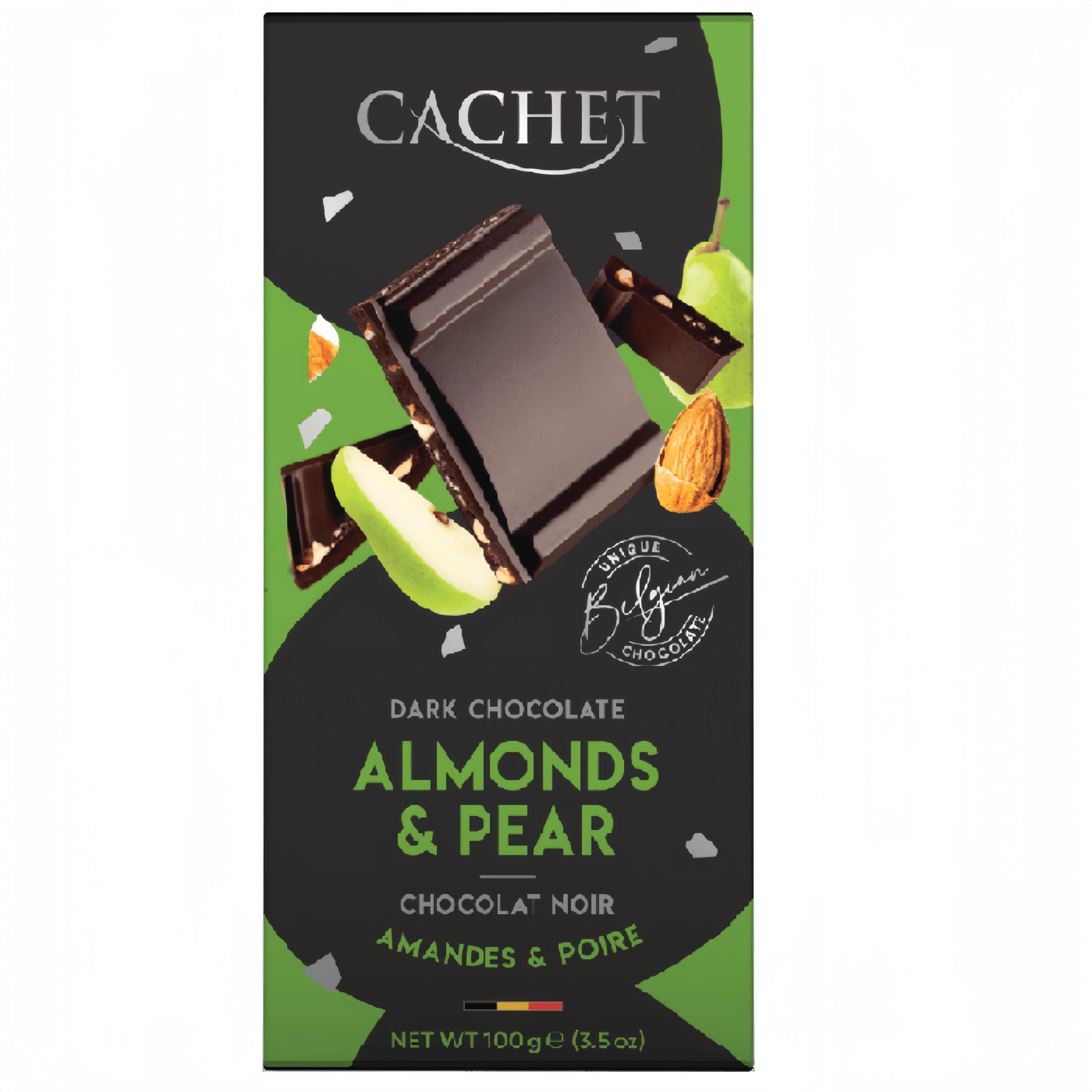Чорний шоколад 57% Cachet Almonds & Pear 100 г (13344331)