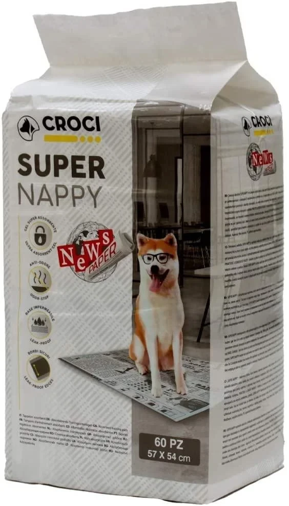 Пеленки Croci для собак принт газета 57х54 см 60 шт. (1679230860)