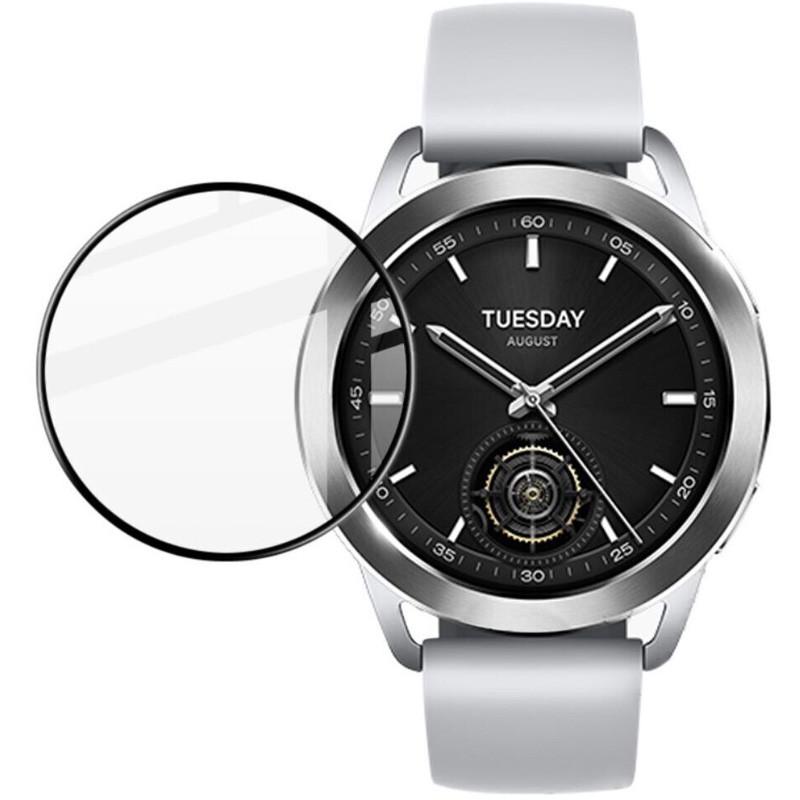 Противоударная полимерная пленка 3D (full glue) (тех.пак) для Xiaomi Watch S3 Черный
