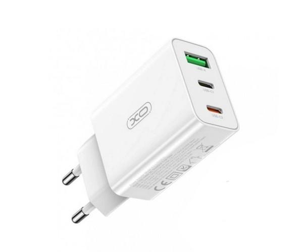 Пристрій зарядний мережевий Xo L101 з кабелем Micro USB 1USB/2Type-C QC3.0 20W White