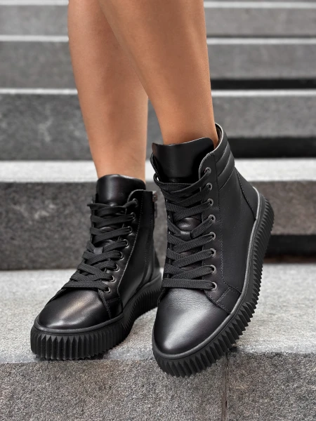 Кеди жіночі шкіряні високі р. 36 23,5 см Чорний - фото 5 Кеди жіночі шкіряні високі р. 36 23,5 см Чорний - фото 5