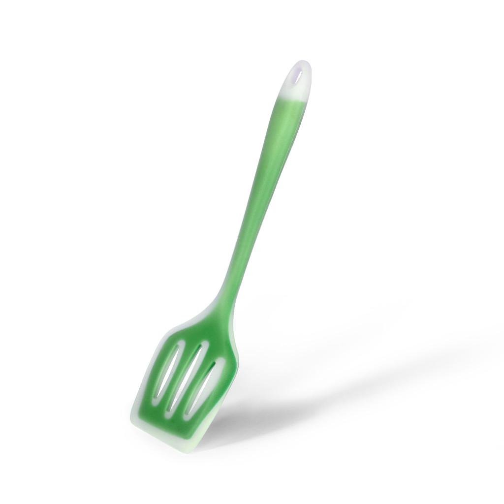 Лопатка з прорізами Fissman Aquarelle 29 см із силікону Зелений (7744.4)