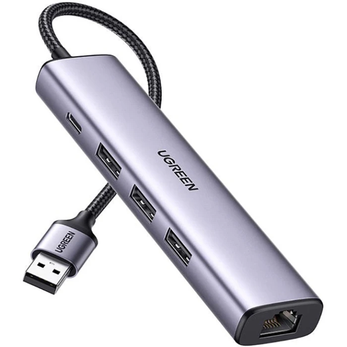 USB хаб UGREEN CM475 USB A и 3xUSB 3.0 + RJ45 1000mb/s (2000234)