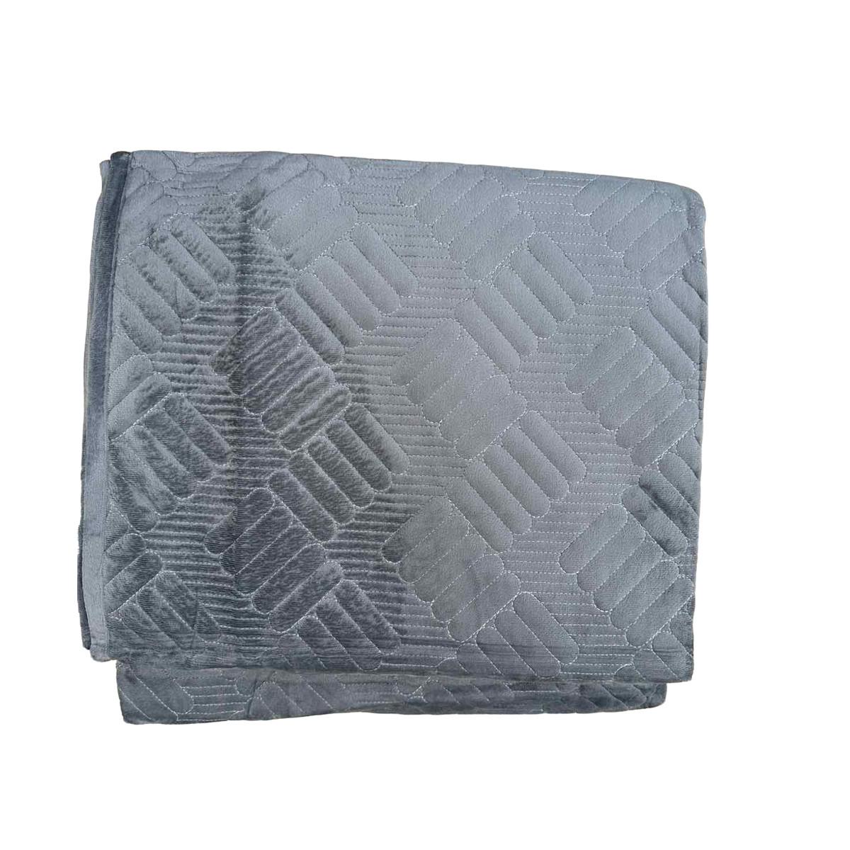 Покрывало велюровое Koloco 3 шт. Темно-серый (41025)