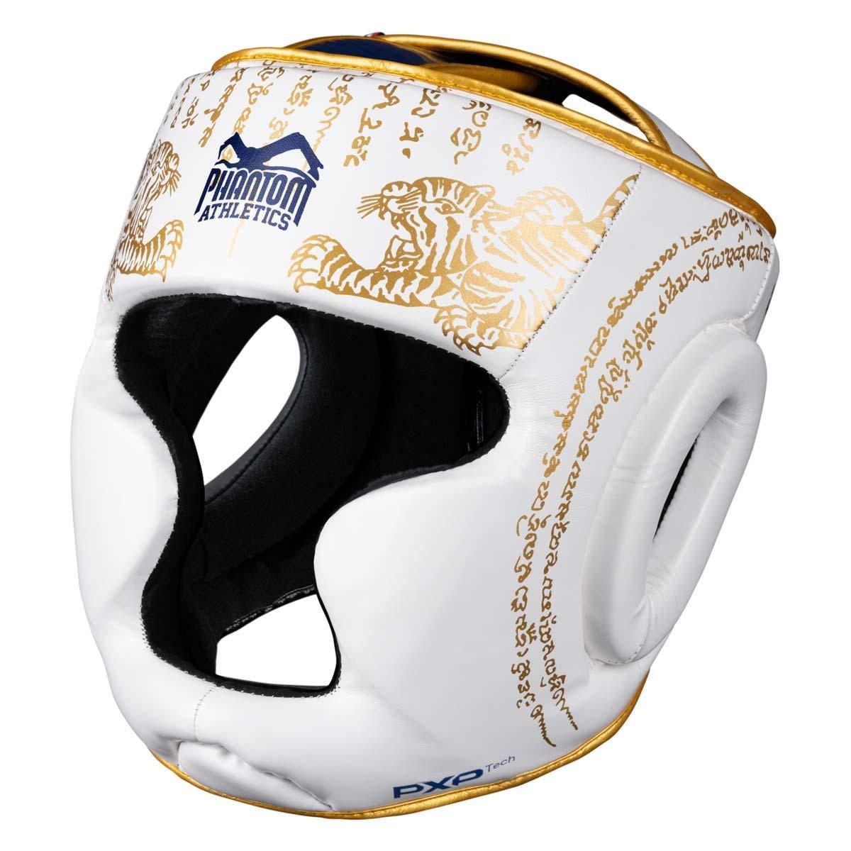 Боксерский шлем Phantom Muay Thai Full Face с капой White/Gold (3070039878) Боксерский шлем Phantom Muay Thai Full Face с капой White/Gold (3070039878)