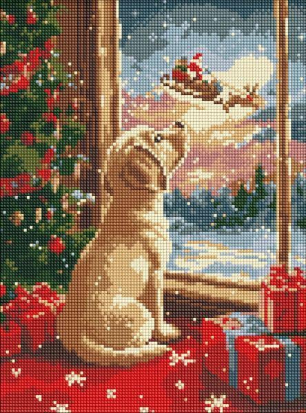 Алмазная мозаика без подрамника Ideyka Мечтательный щенок 30x40 см (Id-AMC8116)