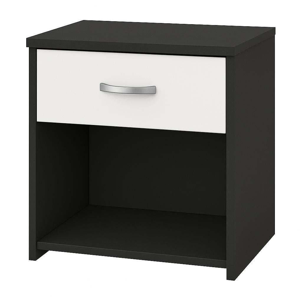 Приліжкова тумба №4 ДСП з висувним ящиком і нішею 500х400х350 мм Антрацит/Білий Приліжкова тумба №4 ДСП з висувним ящиком і нішею 500х400х350 мм Антрацит/Білий