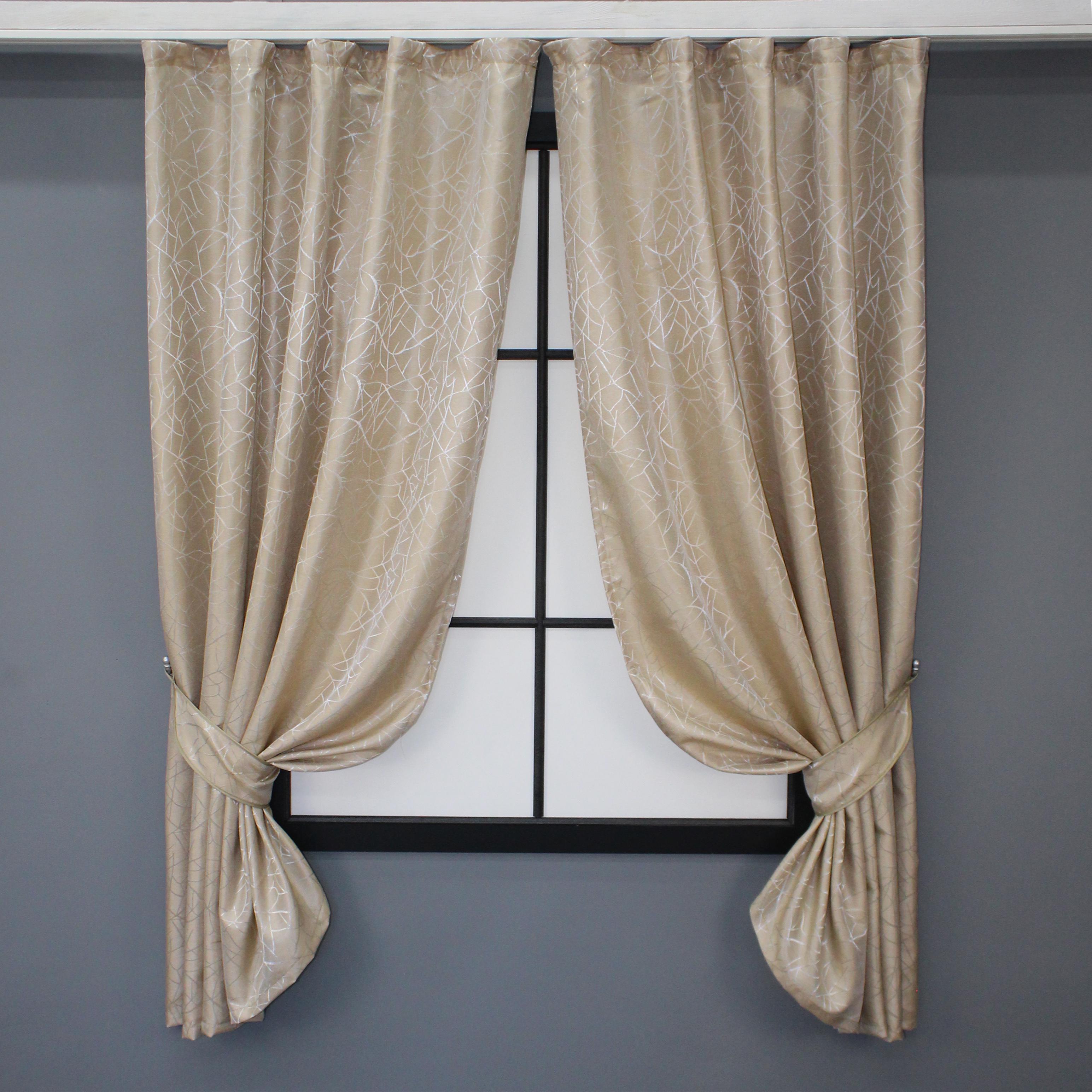 Комплект коротких штор VR-Textil жаккард Саванна № 523ш 130х170 см 2 шт. Темно-бежевый (35-0014)