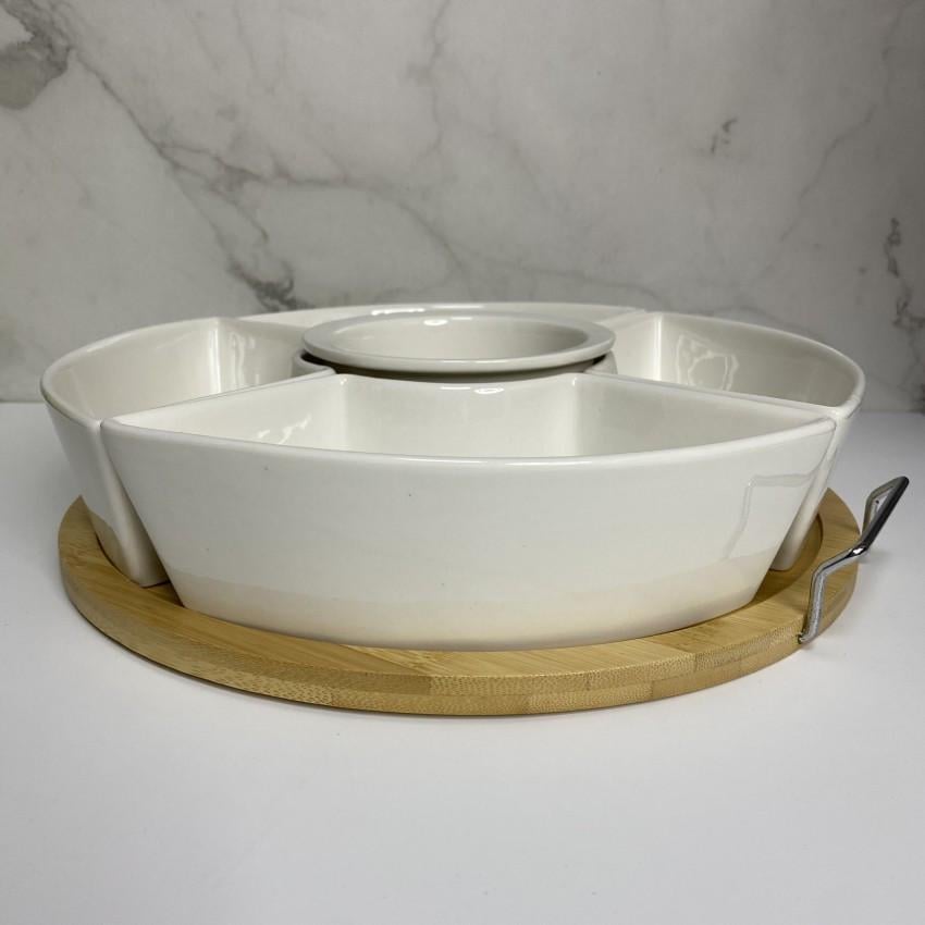 Менажниця на підставці Interos PJ02040 5-ти секційна порцелянова 29 см (2026410323) - фото 3 Менажниця на підставці Interos PJ02040 5-ти секційна порцелянова 29 см (2026410323) - фото 3