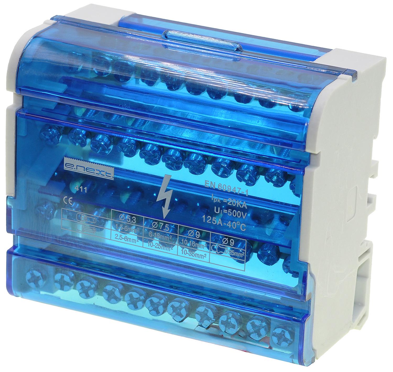 Шина нульова E.NEXT e.cbs.pro 4.11 у корпусі на DIN-рейку (p0650005)