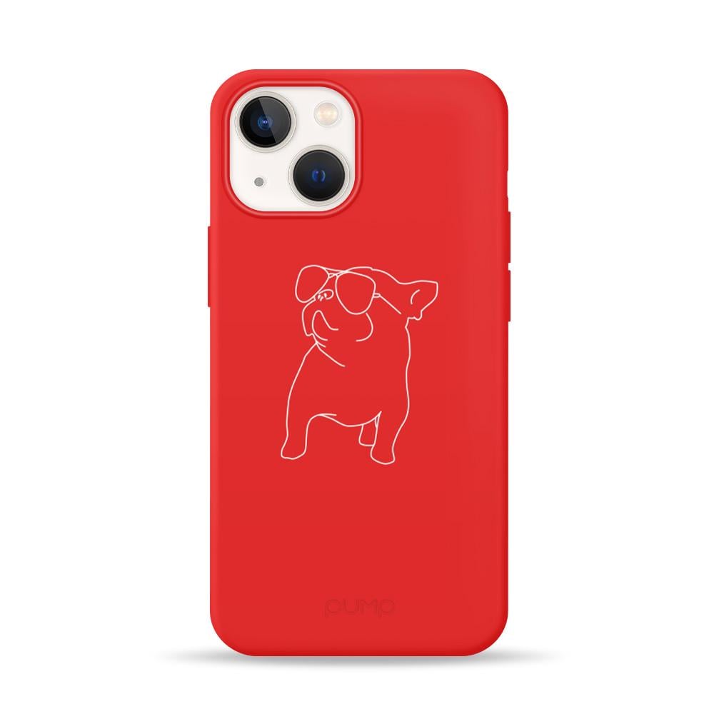 Чохол Pump Silicone Minimalistic Case для iPhone 13 mini Pug With Червоний З малюнком - фото 1