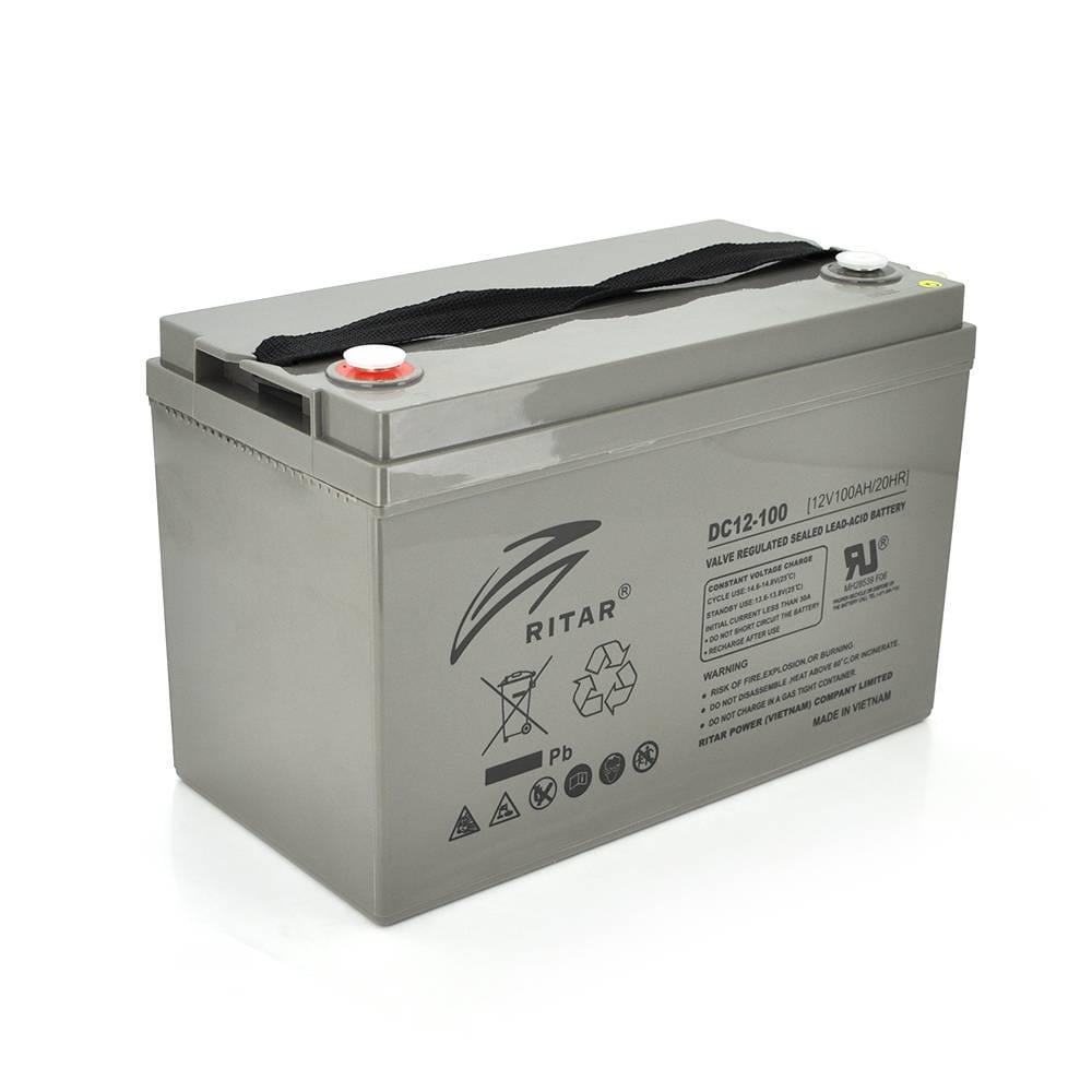 Батарея акумуляторна AGM RITAR DC12-100 12V Q1 220 100Ah 328x172x215 мм Gray (40995)