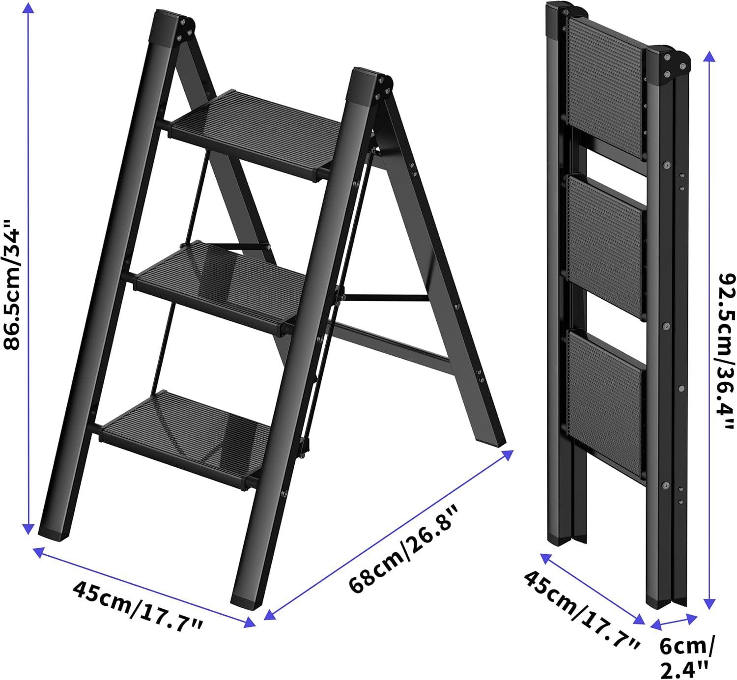 Лестница стремянка алюминиевая бытовая DOAKT Air A3 на 3 ступеньки складная до 150 кг Black (A3-BK) - фото 6 Лестница стремянка алюминиевая бытовая DOAKT Air A3 на 3 ступеньки складная до 150 кг Black (A3-BK) - фото 6