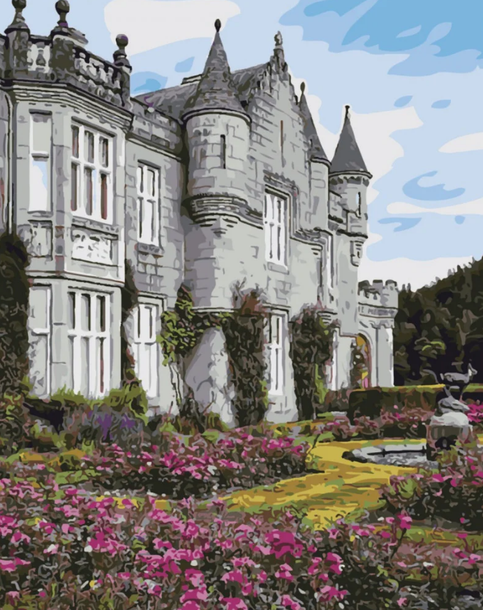 Картина по номерам Strateg Цветы перед замком 40x50 см (SY6516)