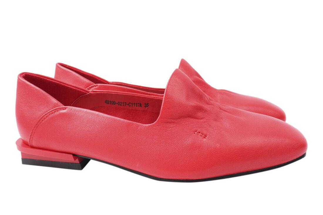 Туфли женские Berkonty из кожи на низком ходу р. 38 Красный (350-21DTC)